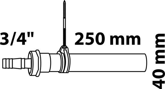 KIRCHHOFF KS dompelbuis, wit, 1 1/2"BI x 250 mm, voor DN 40 mm sifon, met 3/4" toestelaansluiting, met houder