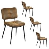 MEUBLE COSY Eetkamerstoelen, set van 4 keukenstoel, retro, met rugleuning, gevoerd, van suède, metalen poten, voor keuken, woonkamer, slaapkamer, bruin, 45x54x82cm