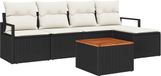 vidaXL Tuinbank Set 6-delig Zwart Polyrattan