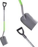 KADAX Zandschep voor bouw- en tuinwerkzaamheden, robuust gereedschap met D-handgreep en stalen handvat (groen/grijs)