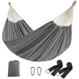 SONGMICS Hangmat voor 2 personen 210 x 150 cm Maximale belasting 300 kg voor terras, balkon, tuin, buiten, inclusief draagtas, bevestigingsriemen en karabijnhaak
