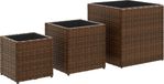vidaXL Plantenbakken 3 stuks polyrattan bruin