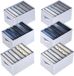 Famanu Bol 6 stuks lade-opbergsysteem voor jeans, broeken, overhemden, opbergdozen, ladebox in kledingkast, laden, commode, kledingopslag, organizer, box, 34 x 25 x 20 cm, 6 opbergvakken, blauw, 100% polyester, met handgreep