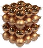 Othmar Decorations Bv 72x Koperen glazen kerstballen 6 cm - mat/glans - Kerstboomversiering koper