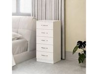 HOMCOM Commode 5 tiroirs, meuble de rangement étroit, style moderne, pour chambre à coucher, salon, couloir, 40x35x85cm, blanc