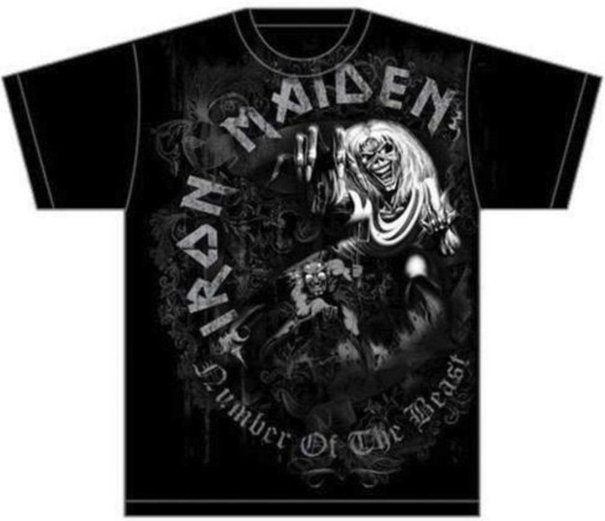 Rocks-Off Iron Maiden Number Of The Beast T-shirt - Grey Tone - Zwart - Heren - S