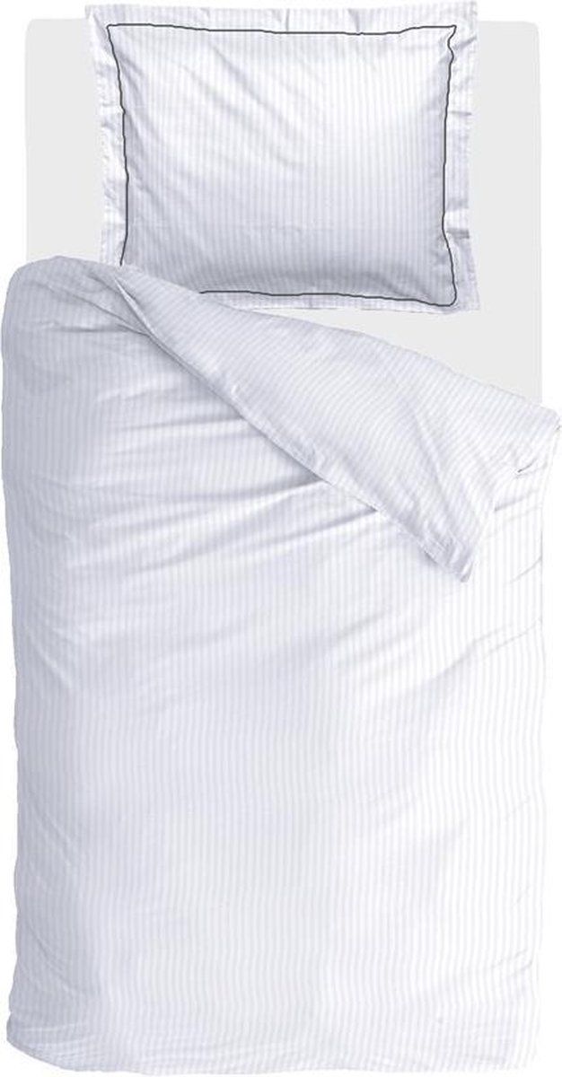 Walra Dekbedovertrek Subtile Stripe - Wit / Antraciet - 140x220 - Katoen