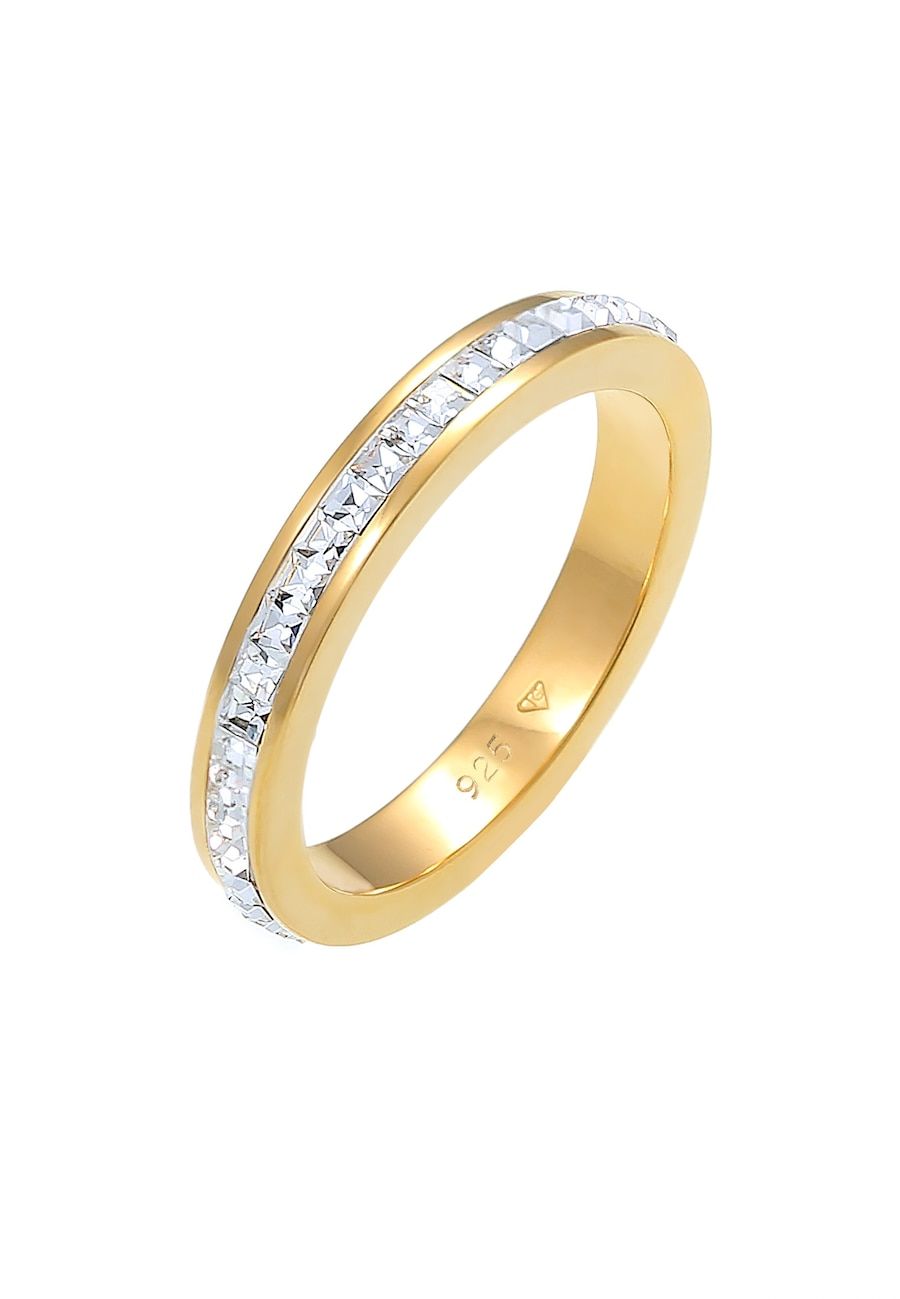 Elli PREMIUM Ring Dames Elegant Basic met Kristallen in 925 Sterling Zilver
