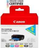 Canon Inktpatronen multipack, PGI-550 / CLI-551, zwart, cyaan, magenta, geel, grijs, 6 kleuren, origineel