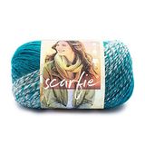 Lion Brand Yarn Scarfie Grof garen, 1 kluwen, crème/groenblauw