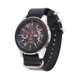 DrPhone HeritageOne – 22mm Leren Horlogeband - Premium Rundleer – Vintage Horlogeband met Zilveren Gesp - Zwart