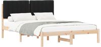 vidaXL Bedframe met Gevoerde Hoofdbord Zwart 135 x 190 cm