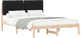 vidaXL Bedframe met Gevoerde Hoofdbord Zwart 135 x 190 cm