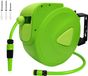 UISEBRT Enrouleur de tuyau, enrouleur de tuyau, enrouleur de tuyau d'arrosage, automatique, 30 mètres, raccord 3/4", 180°, rembobinage automatique, vert