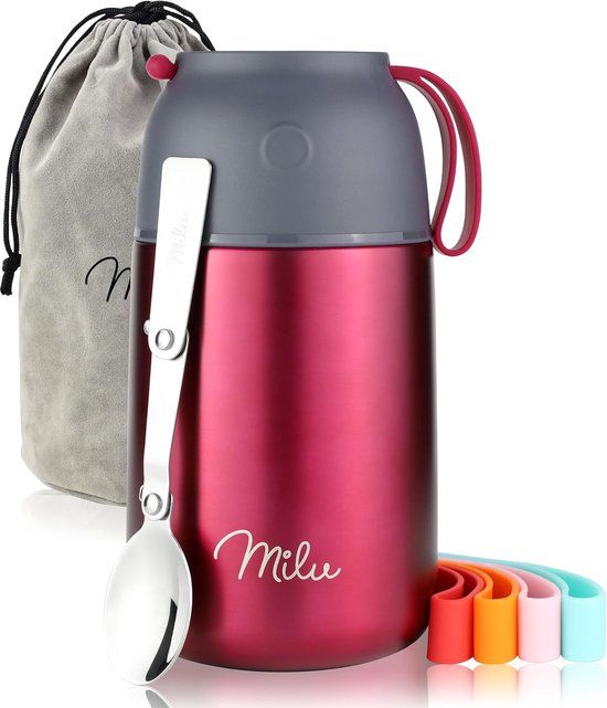 Milu® Thermos Voedselcontainer met Lepel | 650ml | RVS | Berry