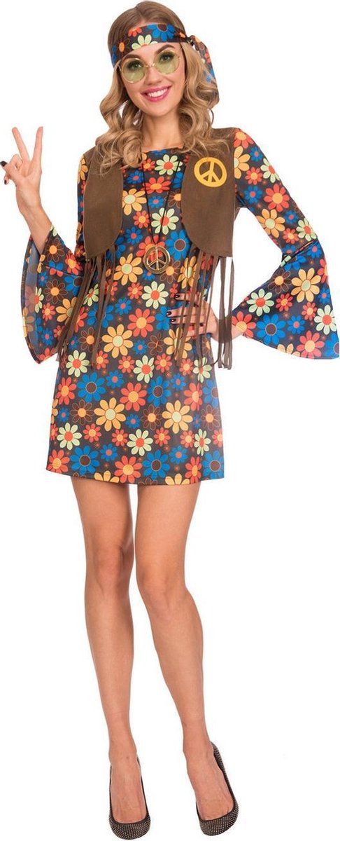 Amscan Flower Power Verkleedjurk Dames Polyester 2-delig Maat XL