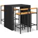 VidaXL 5-delige Tuinbarset Poly Rattan Massief Acaciahout Zwart
