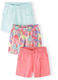 Minoti Korte broek meisjes 3-pack met tropische print - 100% katoen