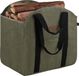 Unyqoos® Sac de rangement en bois, autoportant, toile cirée, imperméable, grand 44x37x48 cm, avec 2 bretelles et poignées rembourrées, vert olive, avec extrémités fermées