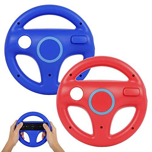 GEEKLIN 2 stuks rood blauw racing stuurwiel compatibel met Mario Kart voor Wii stuurwiel kunststof spel afstandsbediening