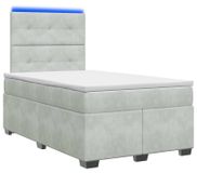 vidaXL Boxspringbed met matras, lichtgrijs, 120 x 190 cm, fluweel