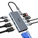 YLSCI USB C docking station, 12-in-1 USB C-hub, 2 x HDMI, VGA, Ethernet, 100 W PD, 3 x USB 3.0, USB 2.0, SD/TF-kaartlezer, audio/microfoon, compatibel met Windows 10, 8, 7, XP/Mac OS/Linux