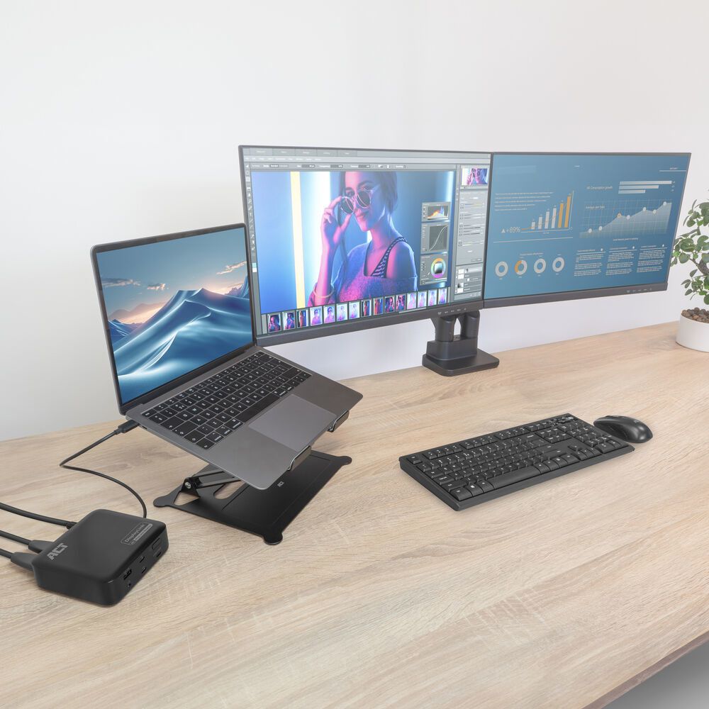 ACT USB-C Docking Station 4K - Dual HDMI - Windows & Mac - Black - AC7150