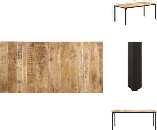 vidaXL Eettafel 180x90x76 cm Ruw Mangohout