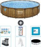 Bestway Swim Vista Bestway Rond Power Steel Swim Vista Zwembad - Houtprint - 549 x 122 cm
