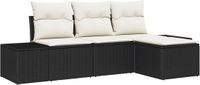 vidaXL Tuinbank Set Zwart en Crème Poly Rattan