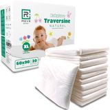 R MOVE 20 aankleedkussens voor baby's, 60 x 90 cm, XL, hygiënische onderleggers, natuur, wegwerpluiers voor kinderen, zachte natuurlijke vezels van cellulose, super absorberend