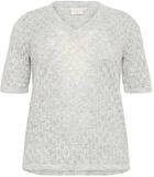 KAFFE CURVE KAFFE Vrouwentrui Curve Loura Lichtgrijs Melange Lange Mouw Polyester Maat S