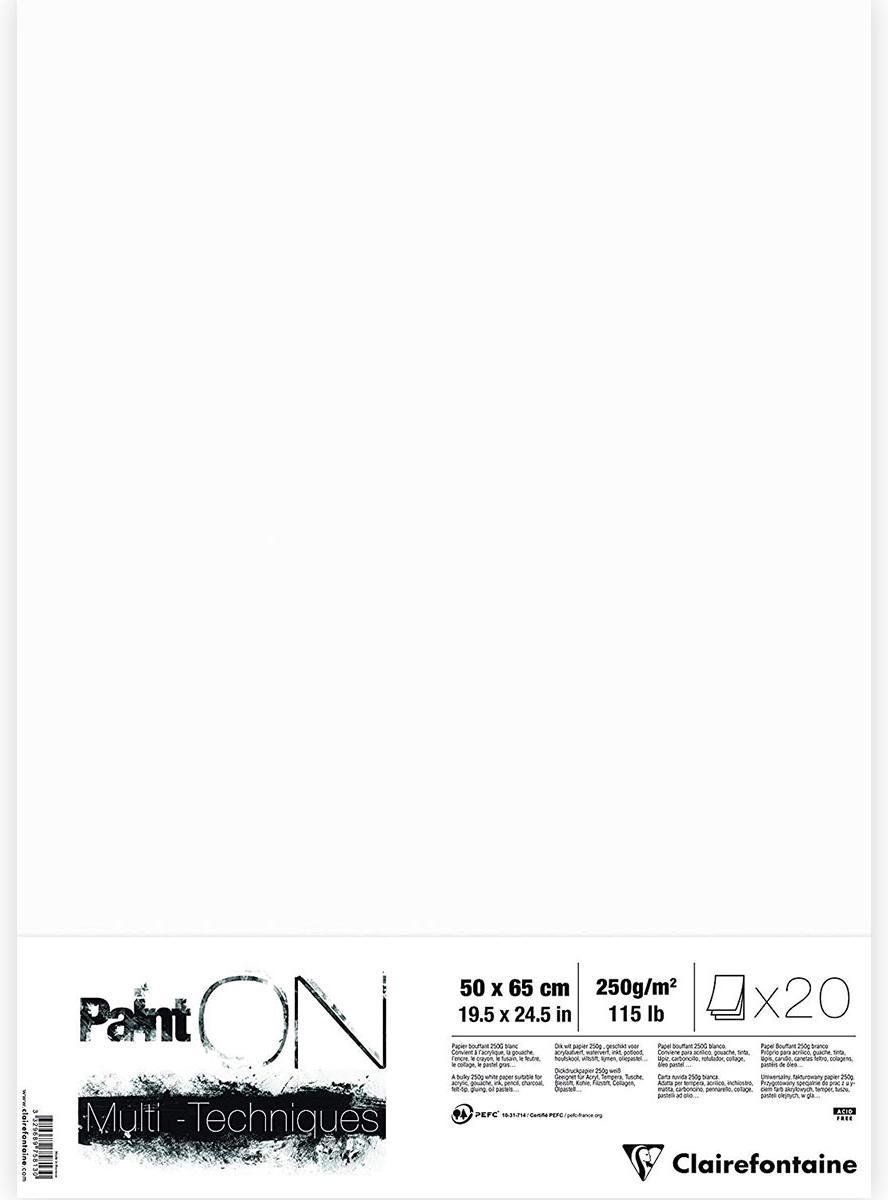Clairefontaine Paint’ON Witte 50x65cm Sheets - Wit - 3329689758130