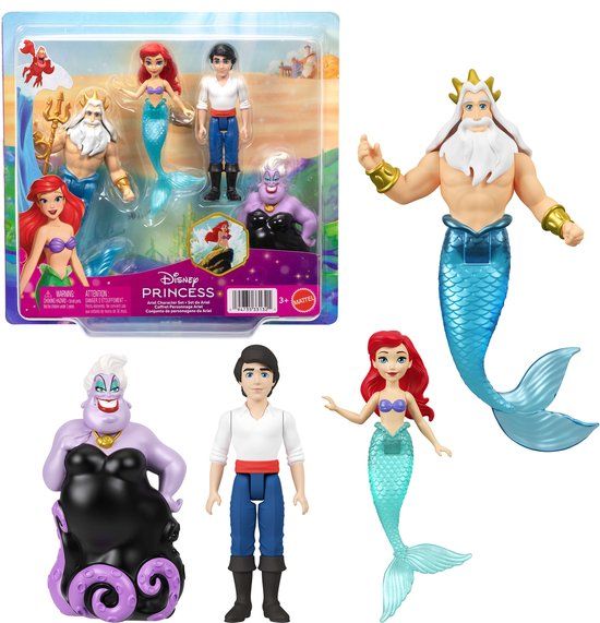 Mattel Disney Prinses Ariël Personageset met 4 kleine poppen