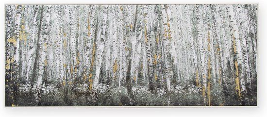 Art for the Home Canvas Painting - Birch Forest - 40x100cm - Hand Painted - Brown - Rectangular