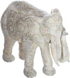 Atmosphera Olifanten dierenbeeldje - beige Mandala - 27 x 12 x 21 cm - home deco beeld
