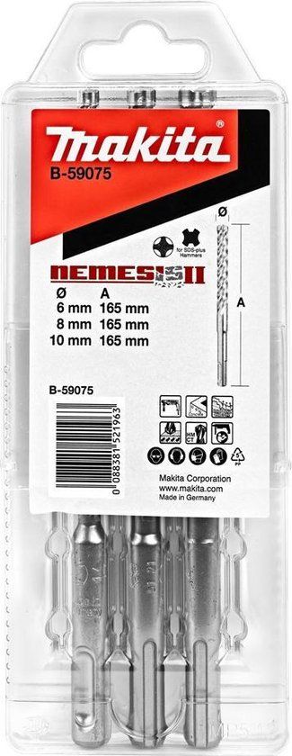 Makita B-59075 P4S SDS-Plus Boor 3-dlg Set - 6 t/m 10 mm