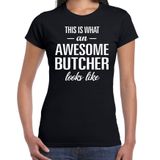 Bellatio Decorations Awesome Butcher T-shirt Zwart Dames L