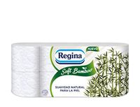 Regina Soft Bamboo toiletpapier, 8 rollen, 3 lagen, 160 vellen, natuurlijke zachtheid voor je huid, toiletpapier van bamboevezels, papieren verpakking, FSC-gecertificeerd