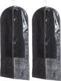 5Five Housse de vêtements/protection - Lot de 2 pièces - plastique PP - avec fenêtre - noir - 135 x 60 cm