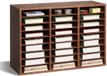Vevor Houten Literatuur Organizer 27 Compartimenten Verwijderbare Planken Donkerbruin