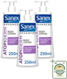 Sanex 3 x Sanex Geavanceerd - Atopiderm - Lotion corporelle - 250 ml