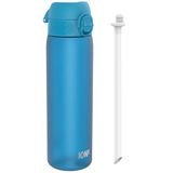 ION8 Waterfles Met Rietje, 500 ml/18 oz, Lekvrij, Makkelijk te Openen, Veilige Sluiting, Vaatwasserbestendig, BPA Vrij, Hygiënische Flip Cover, Draaghendel, Makkelijk Schoon te Maken, Geurloos, Blauw