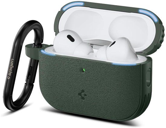 Spigen Vault Case Geschikt voor AirPods Pro 3 - Hoesje met Magneetsluiting en Karabijnhaak Groen