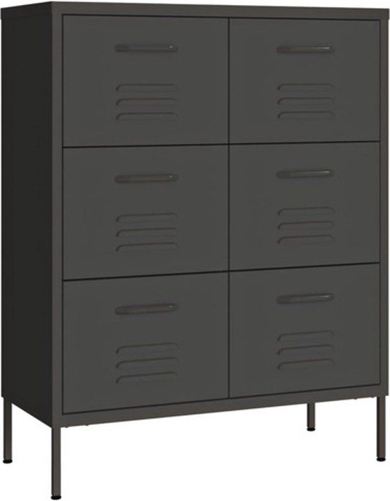 vidaXL Ladekast Staal Antracietkleurig 80x35x101,5 cm