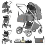 StarTech 3-in-1 kinderwagen - Model Z87 - Opvouwbaar - Geschikt voor autostoeltje - 0-3 jaar - Draagvermogen meer dan 20 kg - Kleur: Grijs (H2)
