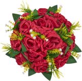 VEVOR 10x Fleurs artificielles Boules de fleurs Arrangement de fleurs artificielles 24x24x12cm Rouge