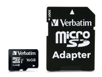 Verbatim MicroSDHC Card 16GB Class 10 + Adapter