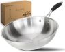 DIVORY wokpan roestvrij staal 28 cm – Zonder coating, vrij van PTFE/PFOA, geschikt voor inductie, alle fornuizen & gas, vaatwasmachinebestendig (PURA, 28cm)