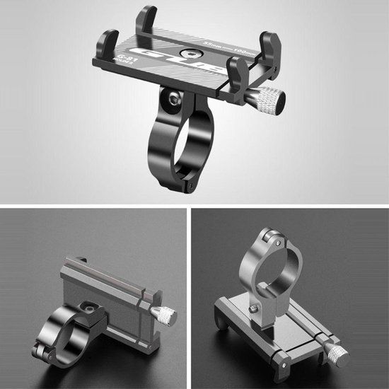 GUB Universele Verstelbare Aluminium Smartphonehouder Fiets Zwart